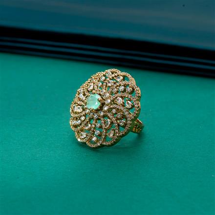 Cz Classic Ring With Mehndi Plating