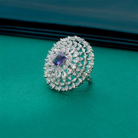 Cz Classic Ring With Rhodium Plating