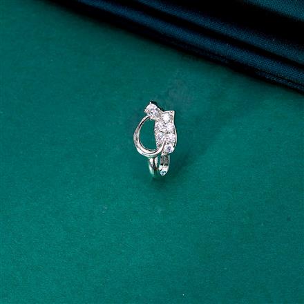 Cz Delicate Nose Ring With 2 Tone Rhodium Plating