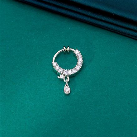 Cz Classic Nose Ring With 2 Tone Rhodium Plating