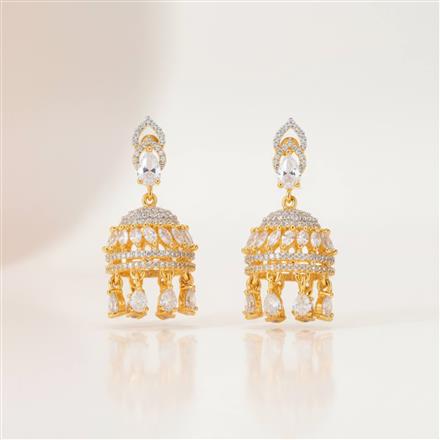 Cz Delicate Jhumki With 2 Tone Rhodium Plating
