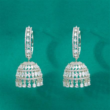 Cz Classic Jhumki With Mehndi 2 Tone Rhodium Plating