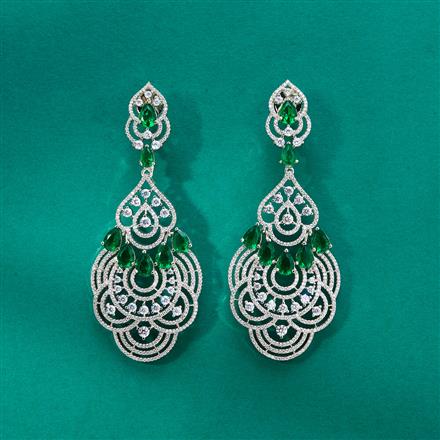 Cz Classic Earring With Rhodium Plating