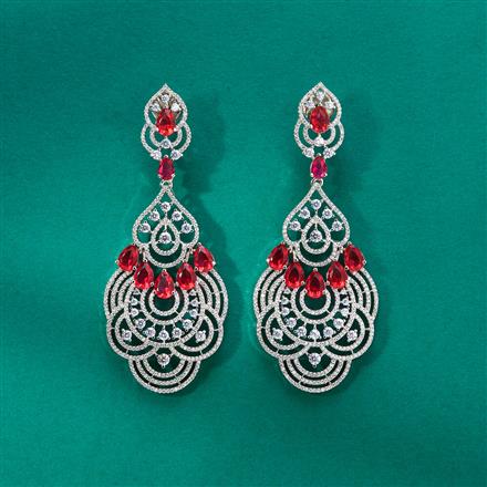 Cz Classic Earring With Rhodium Plating
