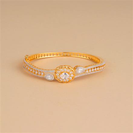 Cubic Zirconia Openable Kada With 2 Tone Plating