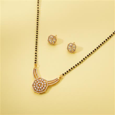 Cz Tanmaniya Mangalsutra With 2 Tone Rhodium Plating