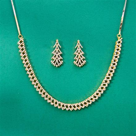 Cz Classic Necklace With 2 Tone Rhodium Plating