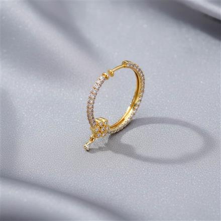 Cz Classic Nose Ring With 2 Tone Rhodium Gold Plating