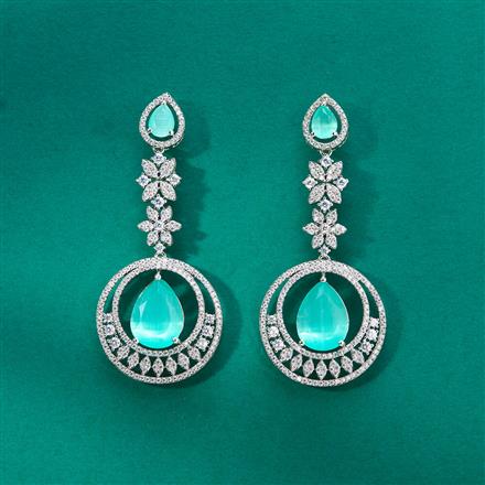 Cz Classic Earring With Rhodium Plating