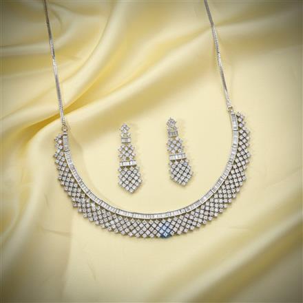 Cz Classic Necklace With 2 Tone Rhodium Plating