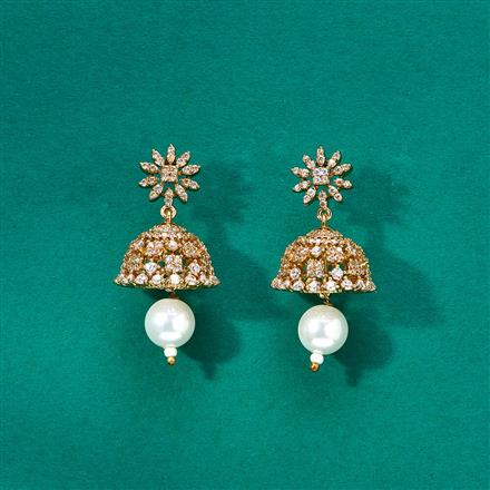Cz Delicate Jhumki With Mehndi 2 Tone Rhodium Plating