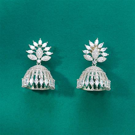 Cz Classic Jhumki With Mehndi 2 Tone Rhodium Plating