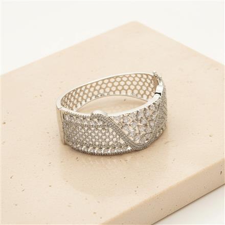 Cz Classic Kada With Rhodium Plating