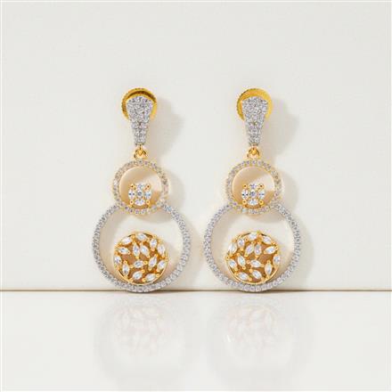 Cz Classic Earring With 2 Tone Rhodium Plating