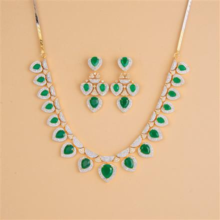Cubic Zirconia Classic Necklace Set With 2 Tone Plating
