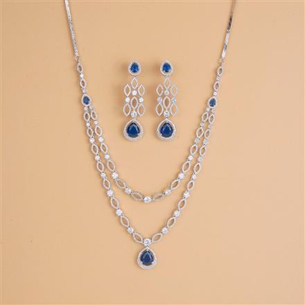 Cubic Zirconia Classic Necklace Set With Rhodium Plating