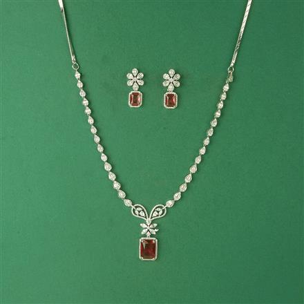 Cubic Zirconia Classic Necklace Set With Rhodium Plating
