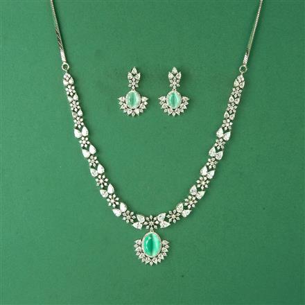 Cubic Zirconia Classic Necklace Set With Rhodium Plating