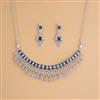 Cubic Zirconia Mukut Necklace Set With Rhodium Plating