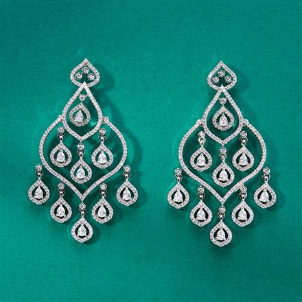 Cz Classic Earring With 2 Tone Rhodium Plating