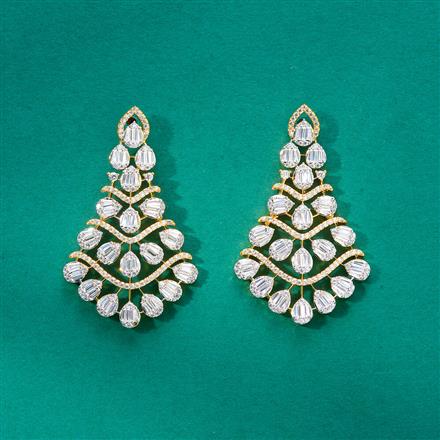Cz Classic Earring With 2 Tone Rhodium Plating