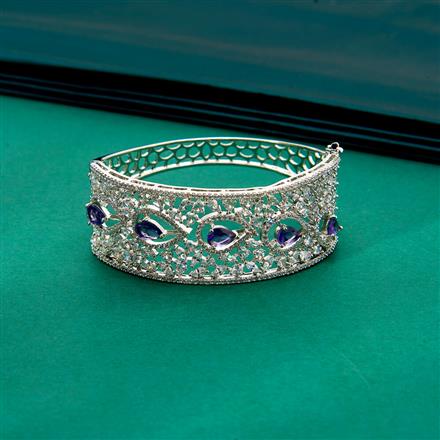 Cz Classic Kada With Rhodium Plating