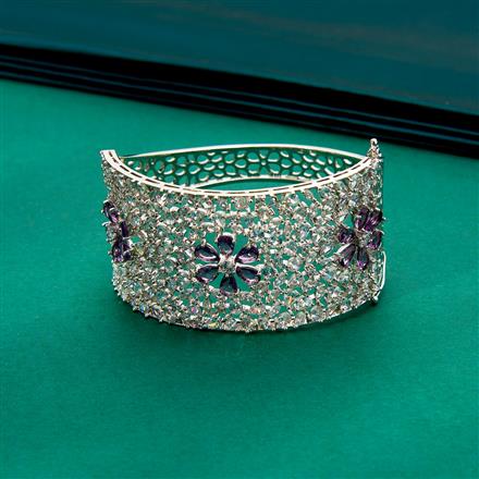 Cz Classic Kada With Rhodium Plating