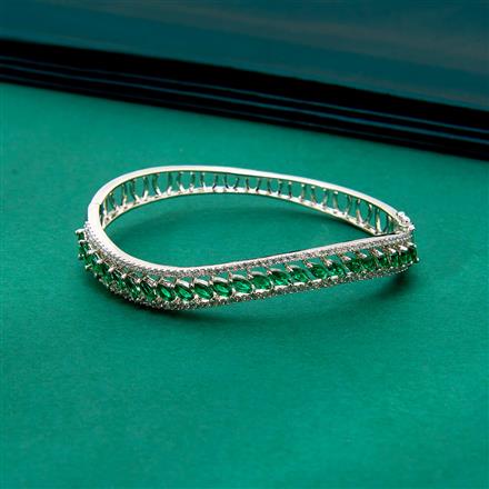 Cz Classic Kada With Rhodium Plating