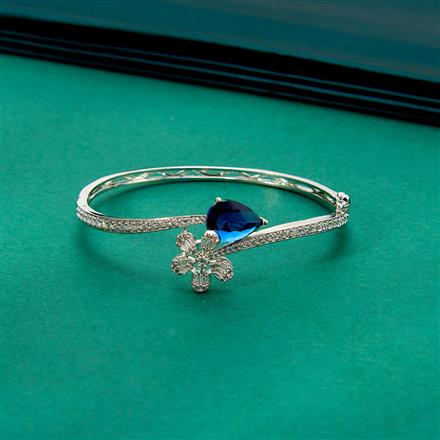 Cz Classic Kada With Rhodium Plating