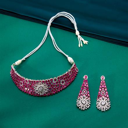 Cz Classic Necklace With Rhodium Plating