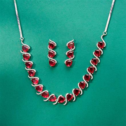 Cubic Zirconia Delicate Necklace Set With Rhodium Plating