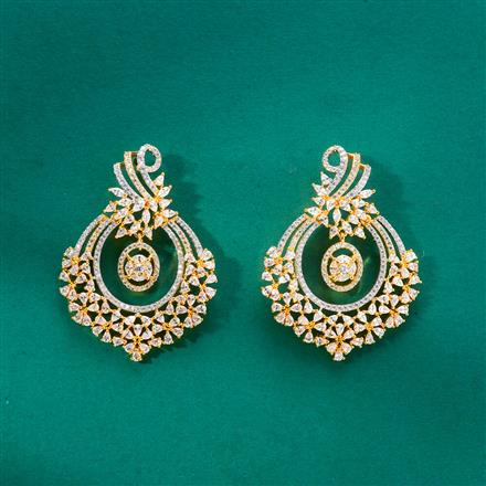 Cz Classic Earring With 2 Tone Rhodium Plating