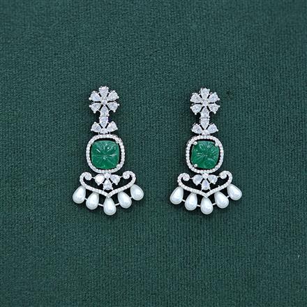 Cz Moti Earring With Rhodium Plating