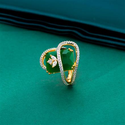 Cz Adjustable Ring With 2 Tone Plating