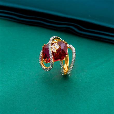Cz Adjustable Ring With 2 Tone Plating