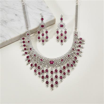 Cz Classic Necklace With Rhodium Plating