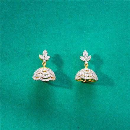 Cz Delicate Jhumki With 2 Tone Rhodium Plating