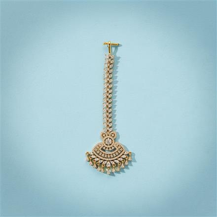 Cz Classic Tikka With Mehndi 2 Tone Rhodium Plating