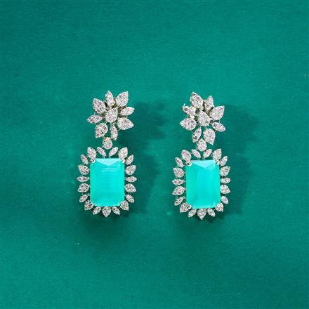 Cz Classic Earring With Rhodium Plating