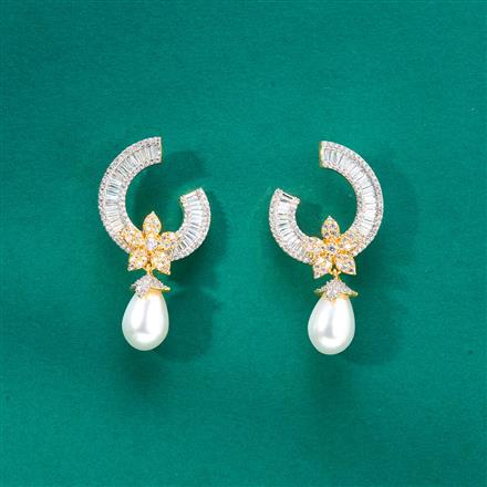 Cz Classic Earring With 2 Tone Black Rhodium Plating