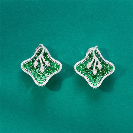 Cz Classic Earring With Rhodium Plating