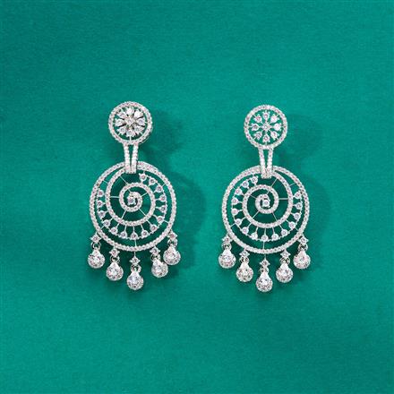 Cz Classic Earring With 2 Tone Rhodium Plating