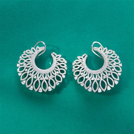 Cz Classic Earring With 2 Tone Rhodium Plating