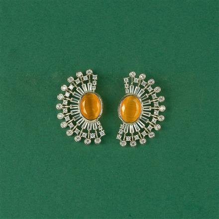 Cz Classic Earring With Rhodium Plating