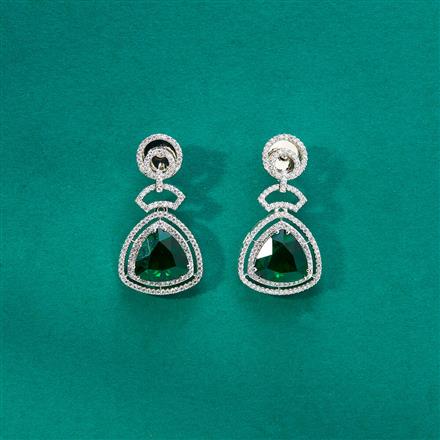 Cz Classic Earring With Rhodium Plating