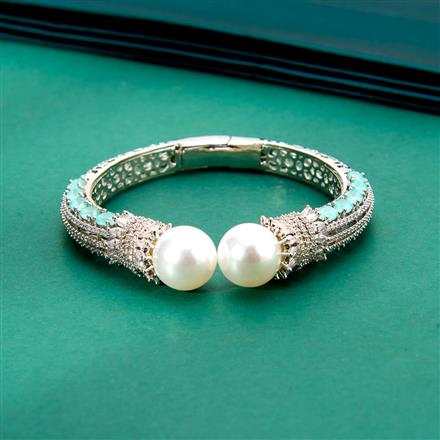 Cz Moti Kada With Rhodium Plating