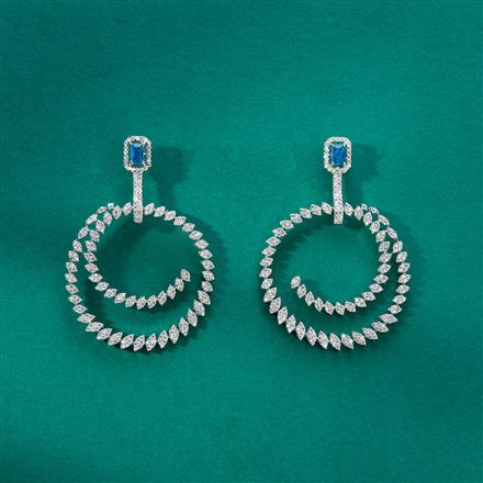 Cz Classic Earring With Rhodium Plating