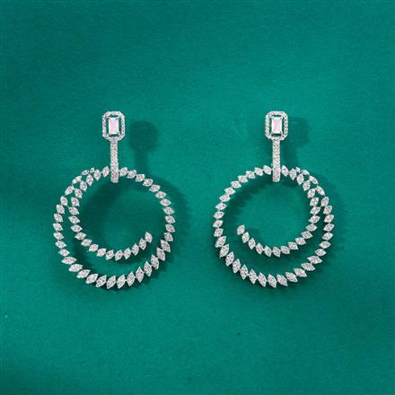 Cz Classic Earring With Rhodium Plating