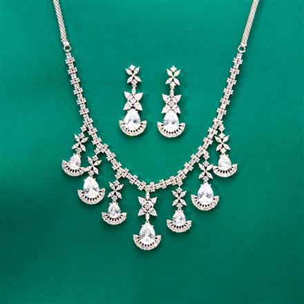 Cz Classic Necklace With Rhodium Plating