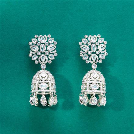 Cz Classic Jhumki With Mehndi 2 Tone Rhodium Plating